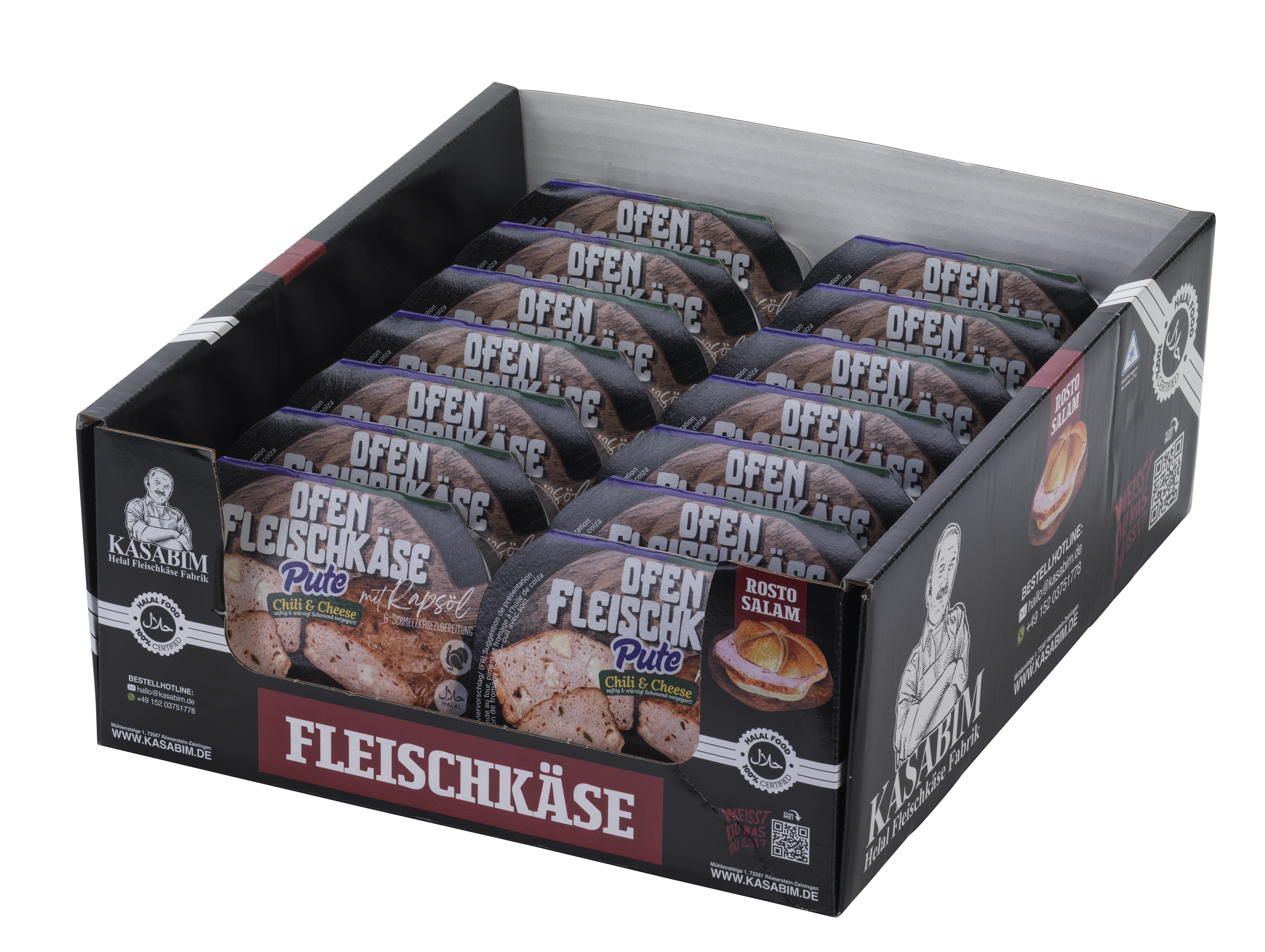 KASABIM Putenfleischkäse Chili Cheese – 14er Pack
