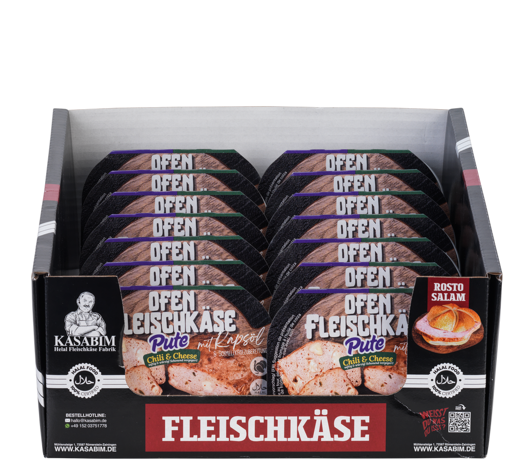 KASABIM Putenfleischkäse Chili Cheese – 14er Pack