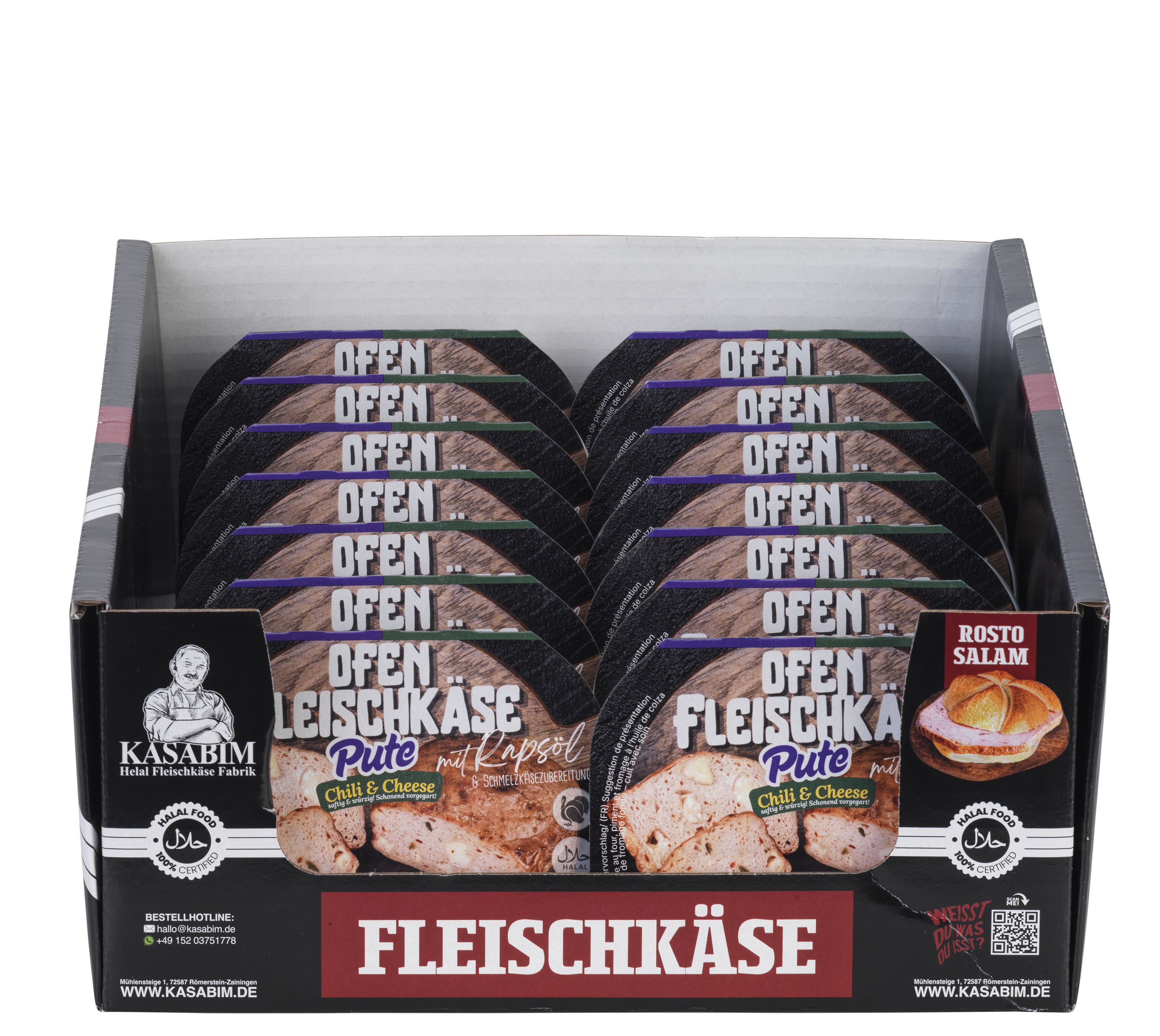 KASABIM Putenfleischkäse Chili Cheese – 14er Pack
