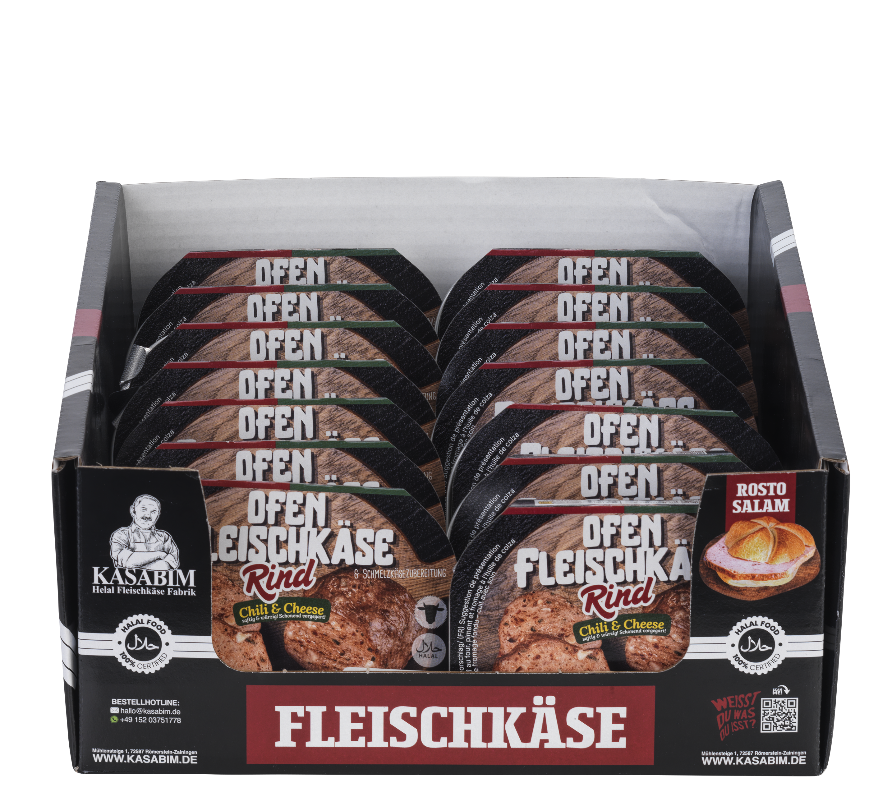 KASABIM Rinderfleischkäse Chili Cheese – 14er Pack